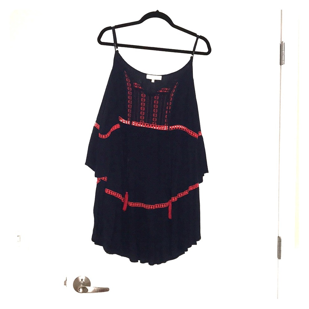 Navy cold shoulder dress